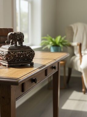 Source Unknown Ornate Brown Carved Elephant Decorative Box